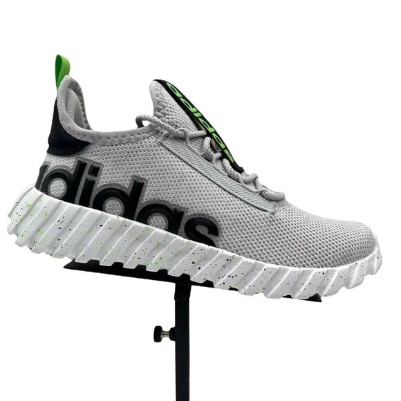 Adidas Kaptir Youth Boy's/Girl's Knit Sneakers Size 6 Gray/Black/Green Lace up